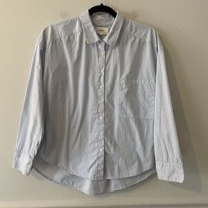 Xirena Jordy Button Up Shirt Blue White Striped XS Minimalist Preppy Classic USA